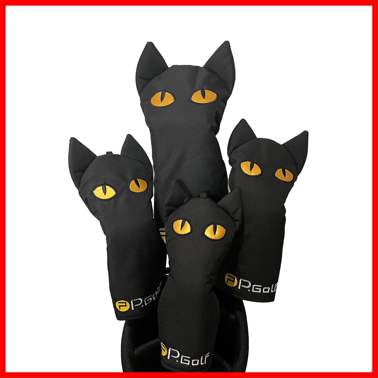 【特売】P.Golf ピーゴルフ ヘッドカバー 黒猫【単品】