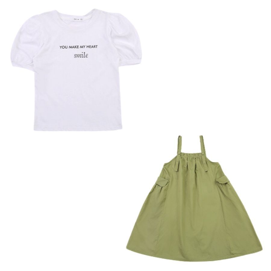 2点セットTシャツジャンパースカート春夏 2点セット（Tシャツ＋ジャンパースカート（薄手素材））（女の子