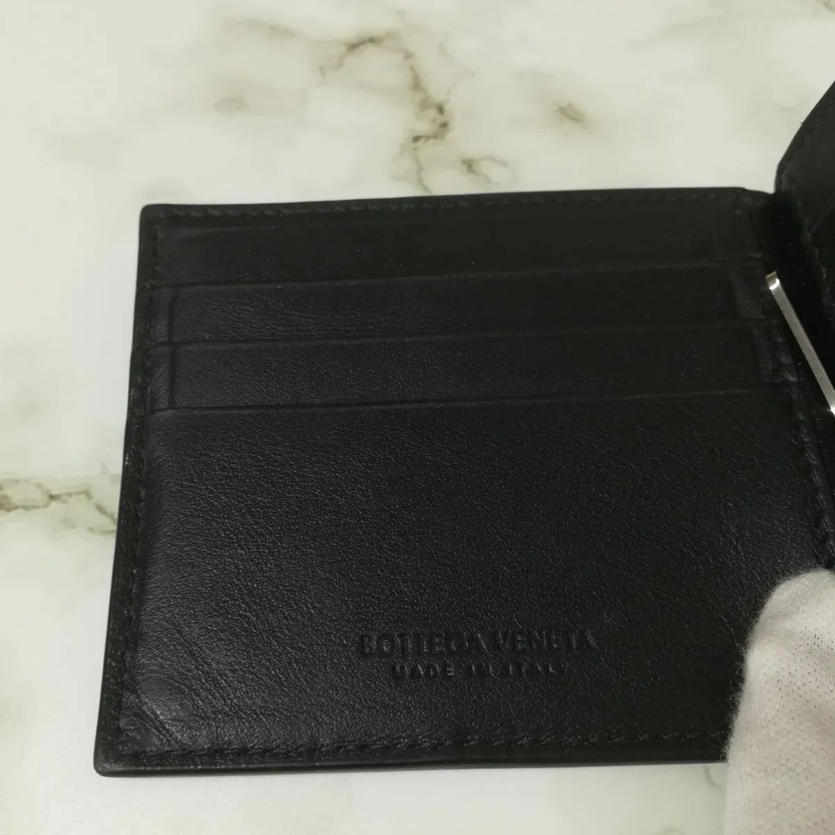 Bottega Veneta ブラック / パラキート カセット マネークリップ付き二 