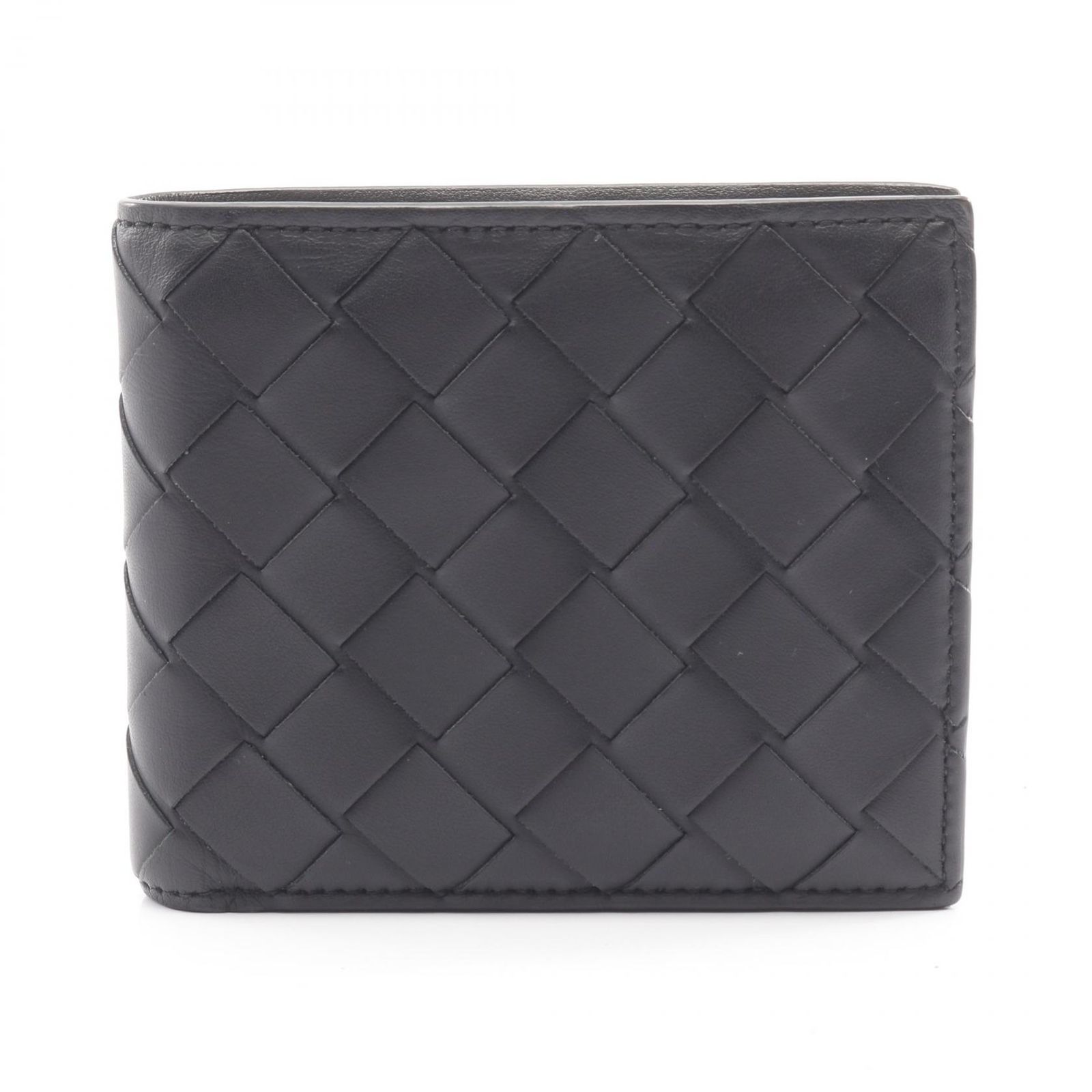 ボッテガヴェネタ BOTTEGA VENETA 二つ折り財布 イントレチャート ブラック レザー イントレチャート 二つ折り財布 メンズ Used A