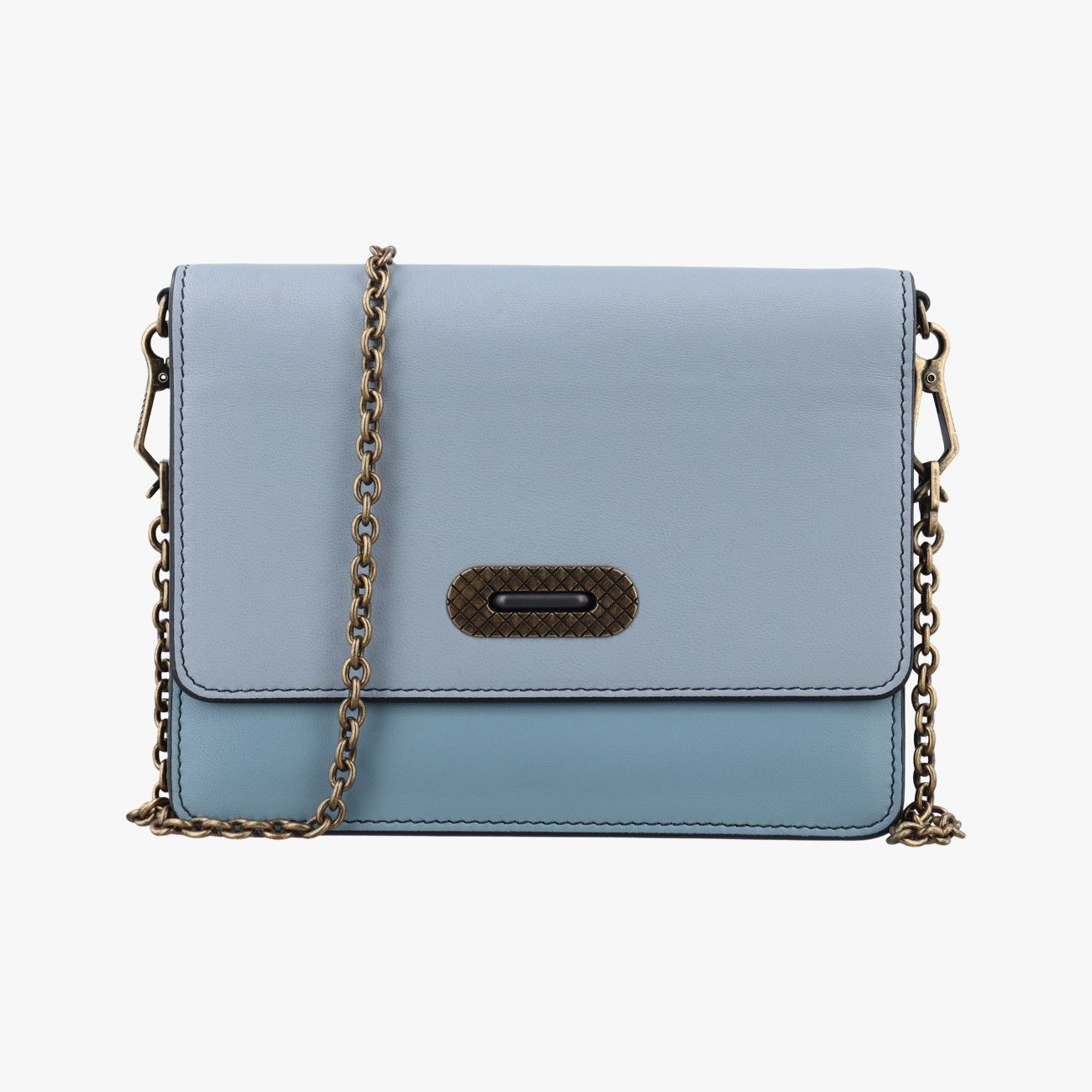 ボッテガヴェネタBottega Venetaイントレチャート ウォレット チェーン クラッチ ブルー ラムスキン P00515722M