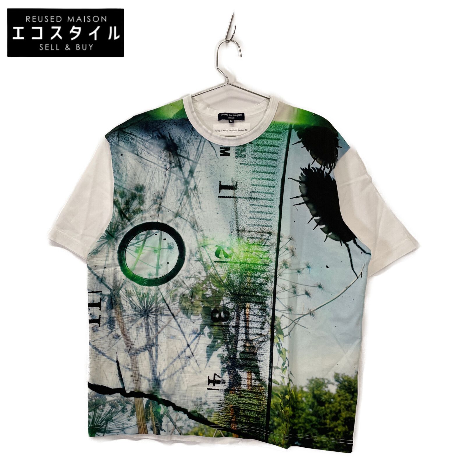 COMMEdesGARCONS HOMME コムデギャルソンオム ×ｽﾃｨｰﾌﾞﾝｷﾞﾙ HM-T020 24SS 白 ﾌﾟﾘﾝﾄTｼｬﾂ M