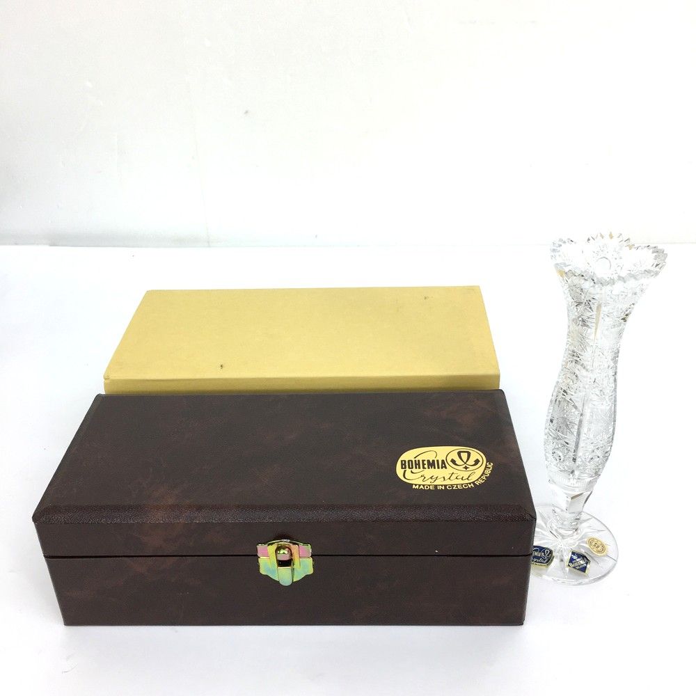 未使用品 ボヘミア BOHEMIA 437/500/7 一輪挿し 花瓶 クリスタル 18cm