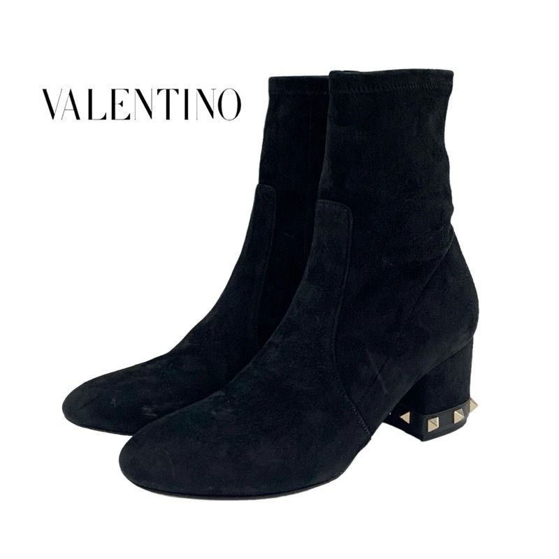ヴァレンティノ VALENTINO ブーツ ショートブーツ 靴 シューズ スエード ブラック 黒 ロックスタッズ - メルカリ