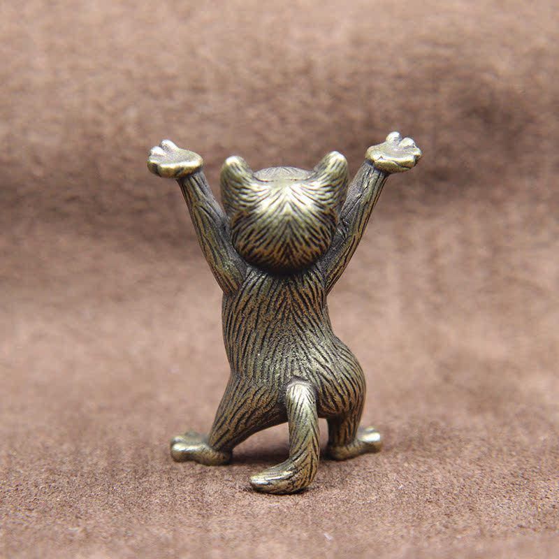 銅 細工 猫 置物 小働物 猫 お茶のかわいがり 装飾品 工芸品 銅製 猫 茶道茶かわいがり 招財猫 筆立て 装飾品 工芸品 置物