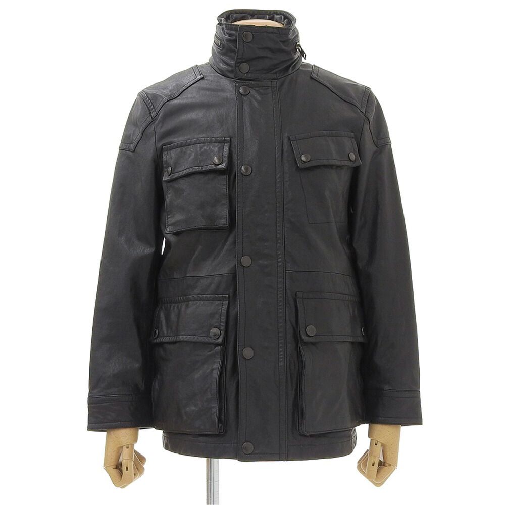 超美品 バーバリーロンドン 紺タグ ラムレザー ジャケット L 黒  