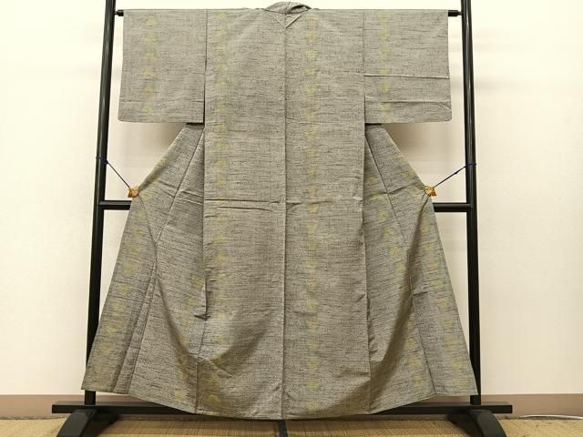 平和屋着物▽上質な紬　単衣　舞蝶間道　正絹　逸品　BAAS8192yc 平和屋着物▽上質な紬 単衣 舞蝶間道 正絹 逸品 BAAS8192yc