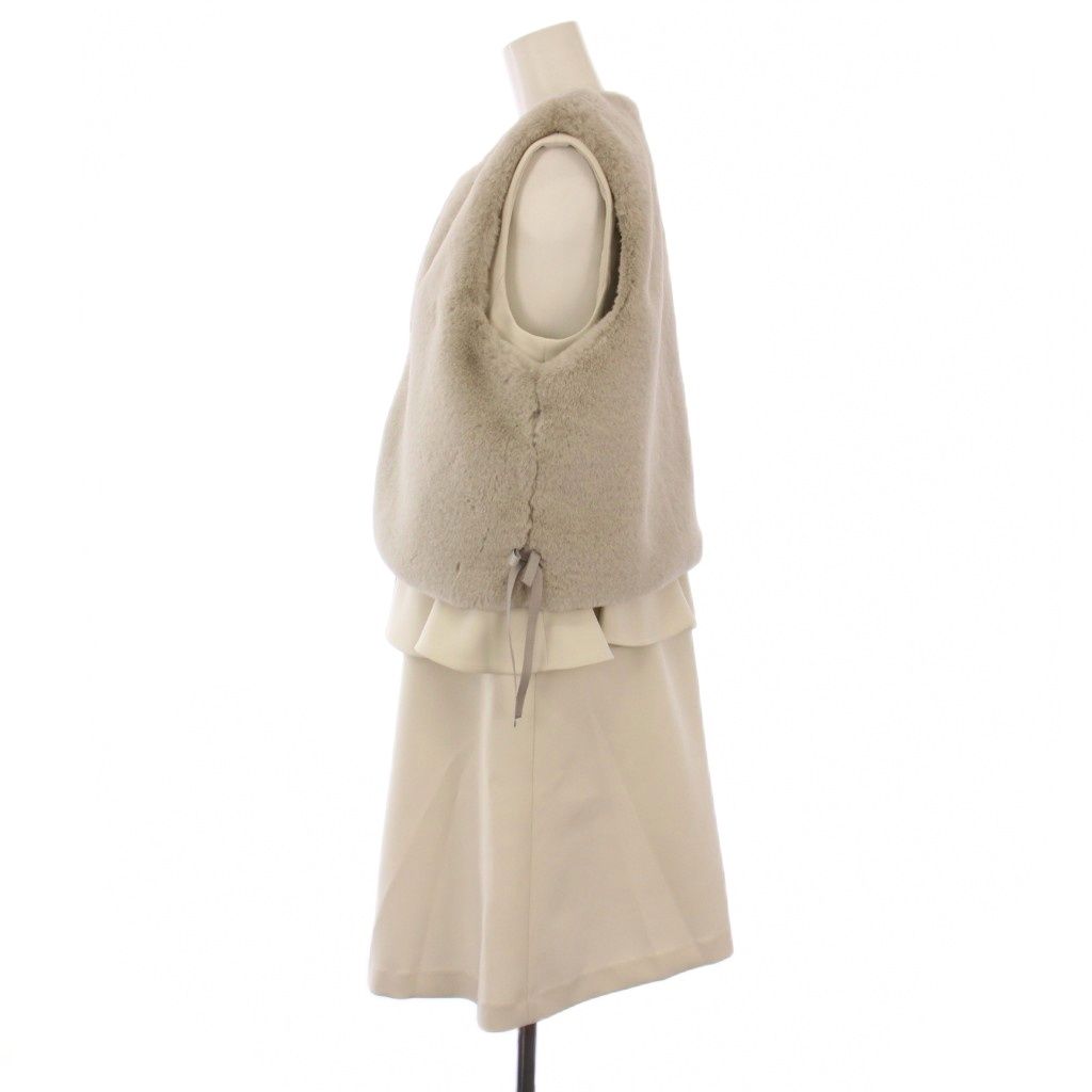 トゥービーシック TO BE CHIC 2点セット フェイクファーコンビ ジレ ロング ファーベスト X 白 グレー W 5715-234-02 BM