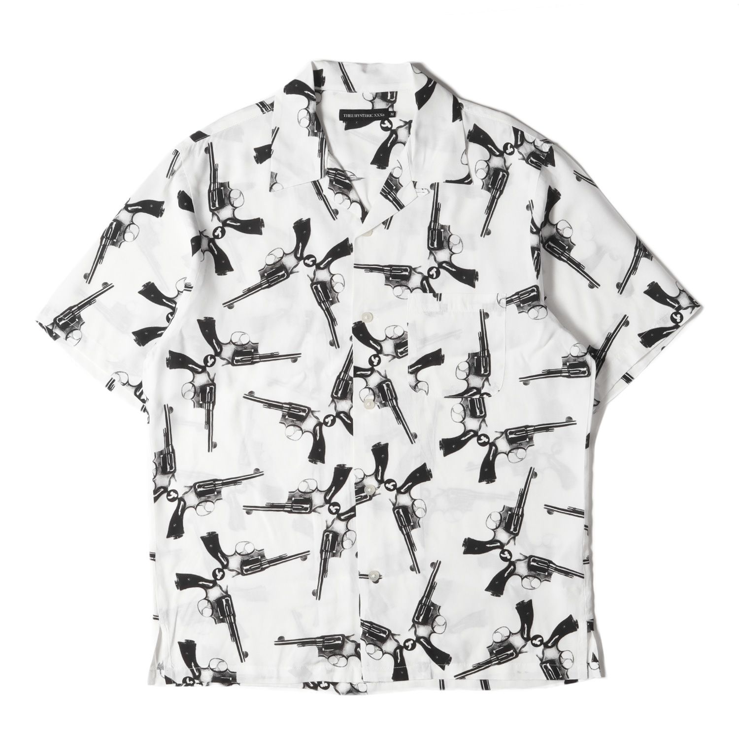 HYSTERIC GLAMOUR ヒステリックグラマー シャツ サイズ:M 22SS ヒス バタフライ ピストル 銃 オープンカラー 06221AH02 開襟 THEE HYSTTERIC XXX ホワイト 白 トップス カジュアル ブランド