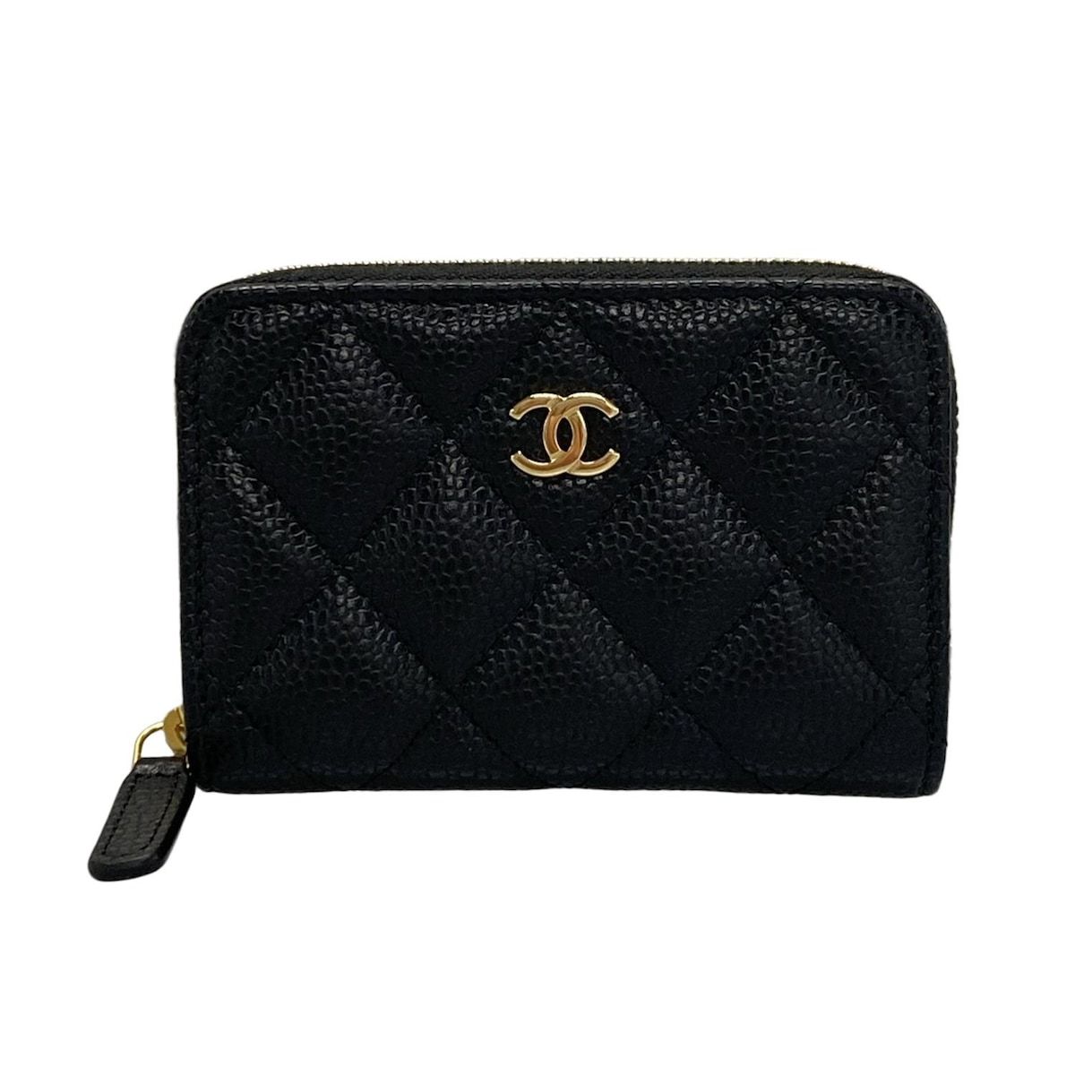 CHANEL シャネル コインケース クラシック ジップ コインパース マトラッセ AP0216 黒 ラウンドファスナー|ゴールド金具