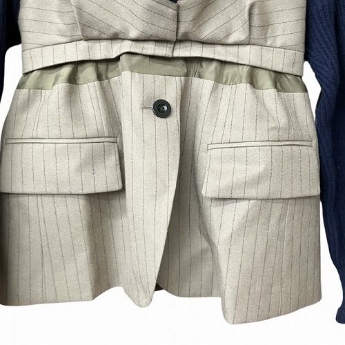 サカイ sacai 22AW ジャケット ドッキング ニット セーター 紺 ベージュ ネイビー 2 22-06328 ■GY41 レディース サカイ sacai 22AW 22AW ジャケット ドッキング ニット セーター