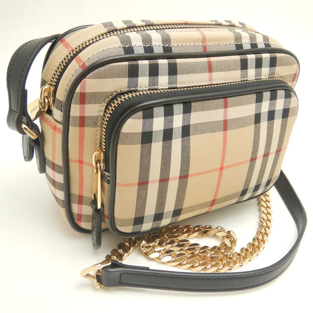 BURBERRY バーバリー SMカメラバッグ 8015946 ショルダーバッグ ヴィンテージチェック キャンバスxレザー ベージュ/251909【中古】