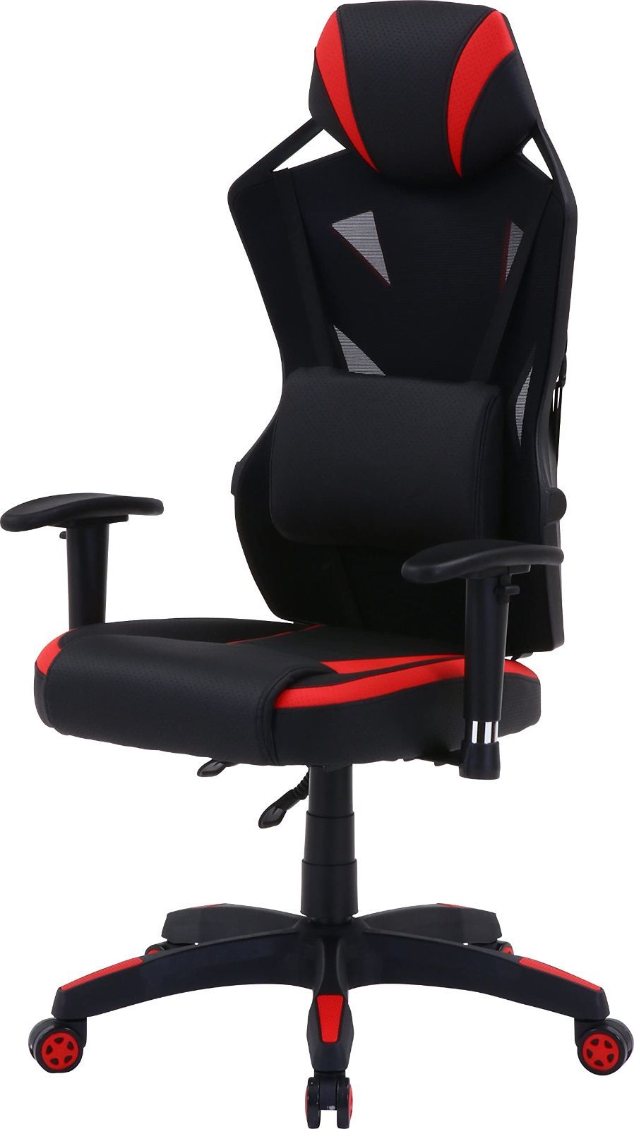 19427 レイズ リクライニング 回転式 メッシュ レッド 幅68.5×奥行65.5×高さ118~125.5cm パーソナルチェア ゲーミングチェア 不二貿易