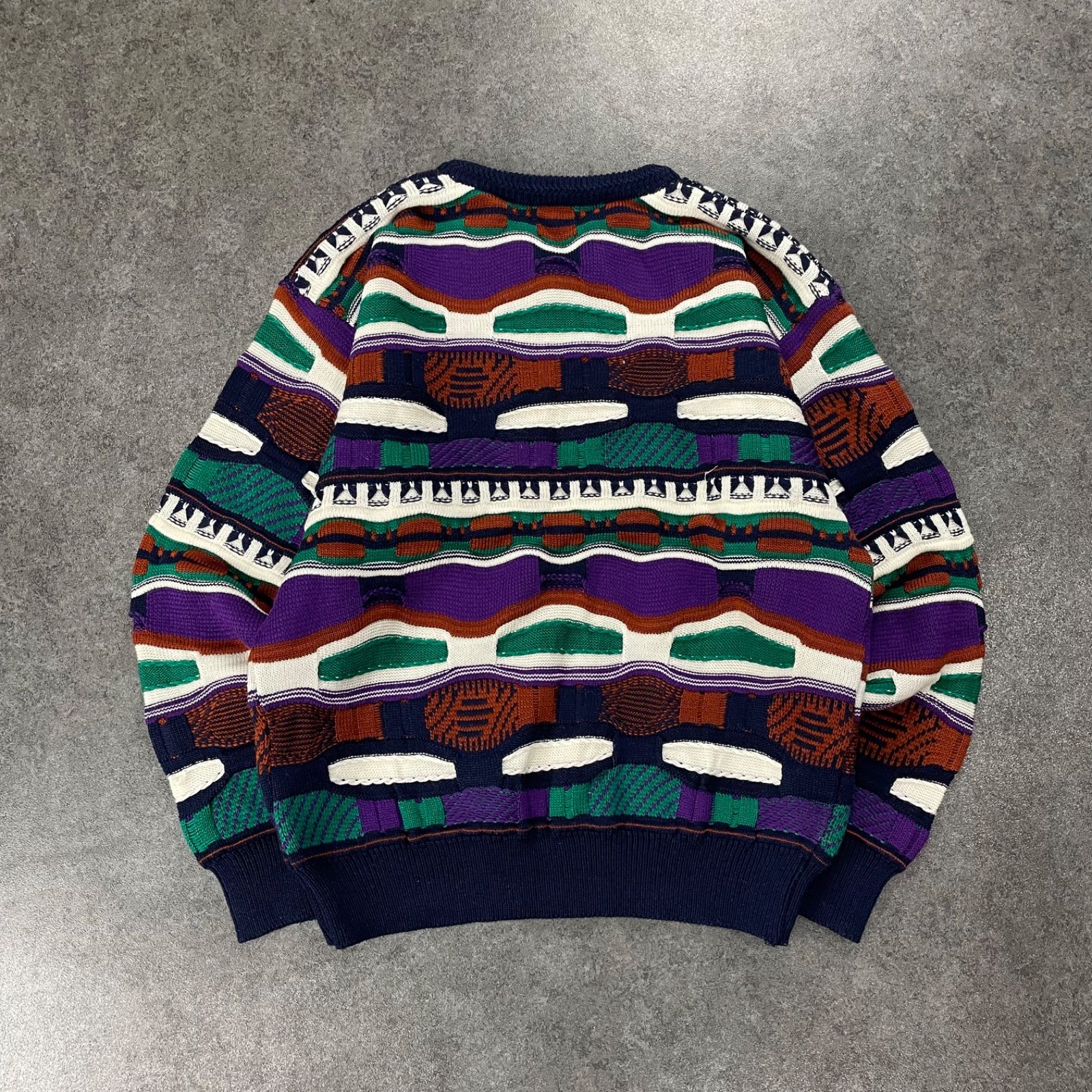 90s Vintage LACIDRAIE Crazy Pattern 3D Design Sweater Multicolore 
