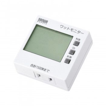 サンワサプライ ワットモニター 2P 1個口 ホワイト TAP-TST8N