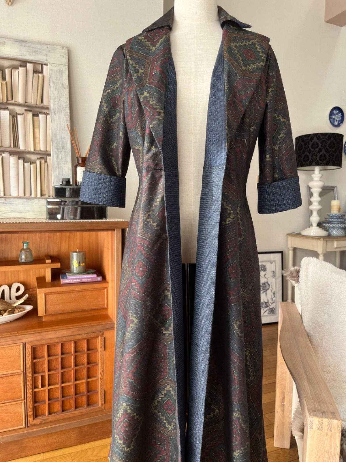 人気の福袋 日本最大の 新品、未使用 着物リメイク 大島紬コート
