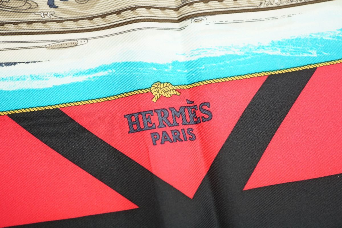 良品　HERMES エルメス カレ90 RAFALES 疾風 ブルースカーフ 良品 HERMES エルメス カレ90 RAFALES 疾風 ブルースカーフ