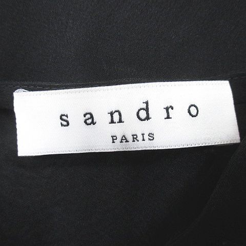 サンドロ sandro ノースリーブ ブラウス 黒系 ブラック バックファスナー レース シアー 透け感 絹 シルク レディース サンドロ sandro ノースリーブ ブラウス 黒系 ブラック バック