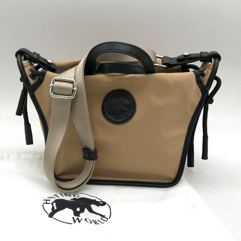 HUNTING WORLD ミニ ハンドバッグ ショルダーバッグ キャンバス レザー 