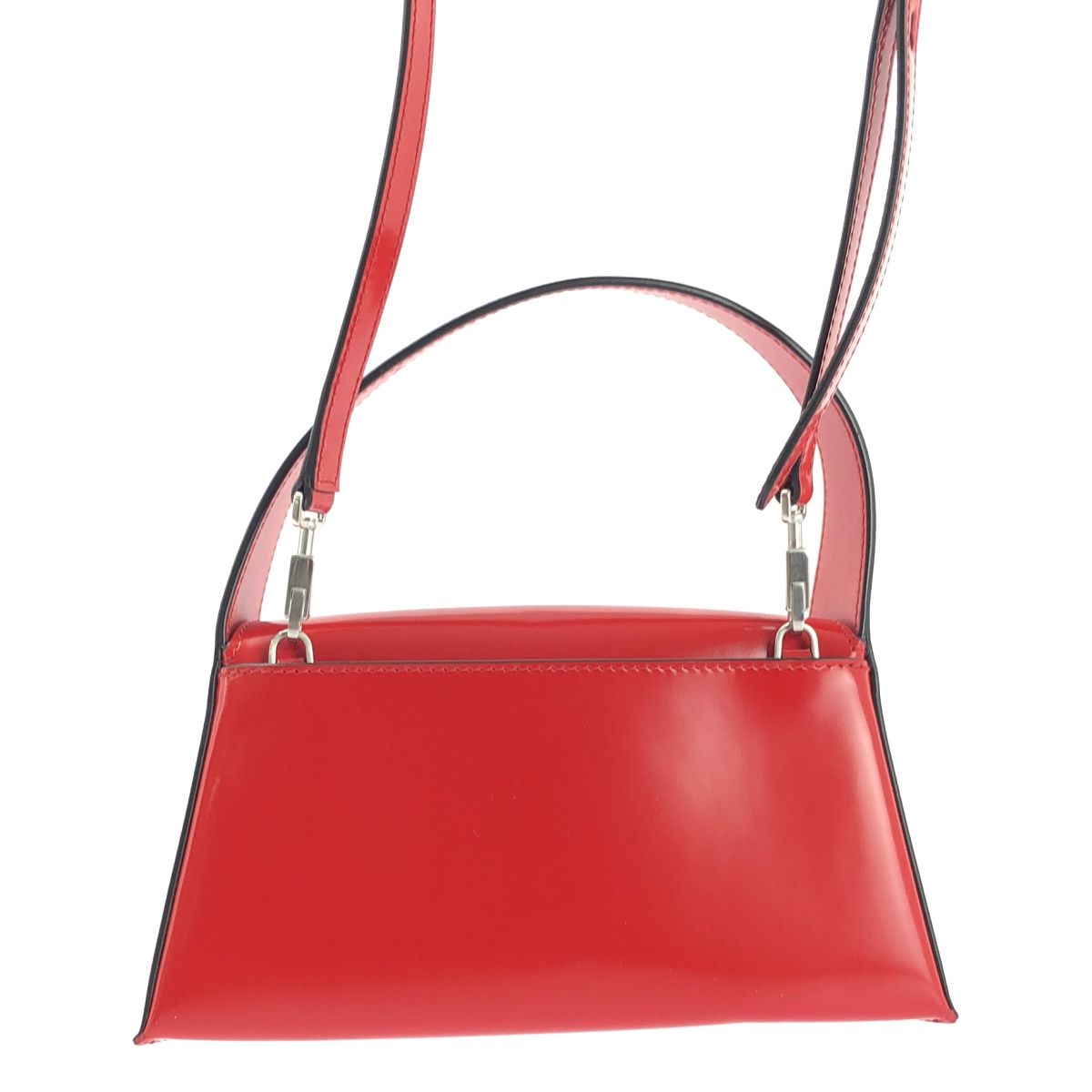 【美品】  FERRAGAMO / フェラガモ | Geometric Mini Bag / 2way ショルダー付き レザー ジオメトリック ハンドバッグ | レッド | レディース 美品】 FERRAGAMO / フェラガモ | Geometric Mini Bag / 2way