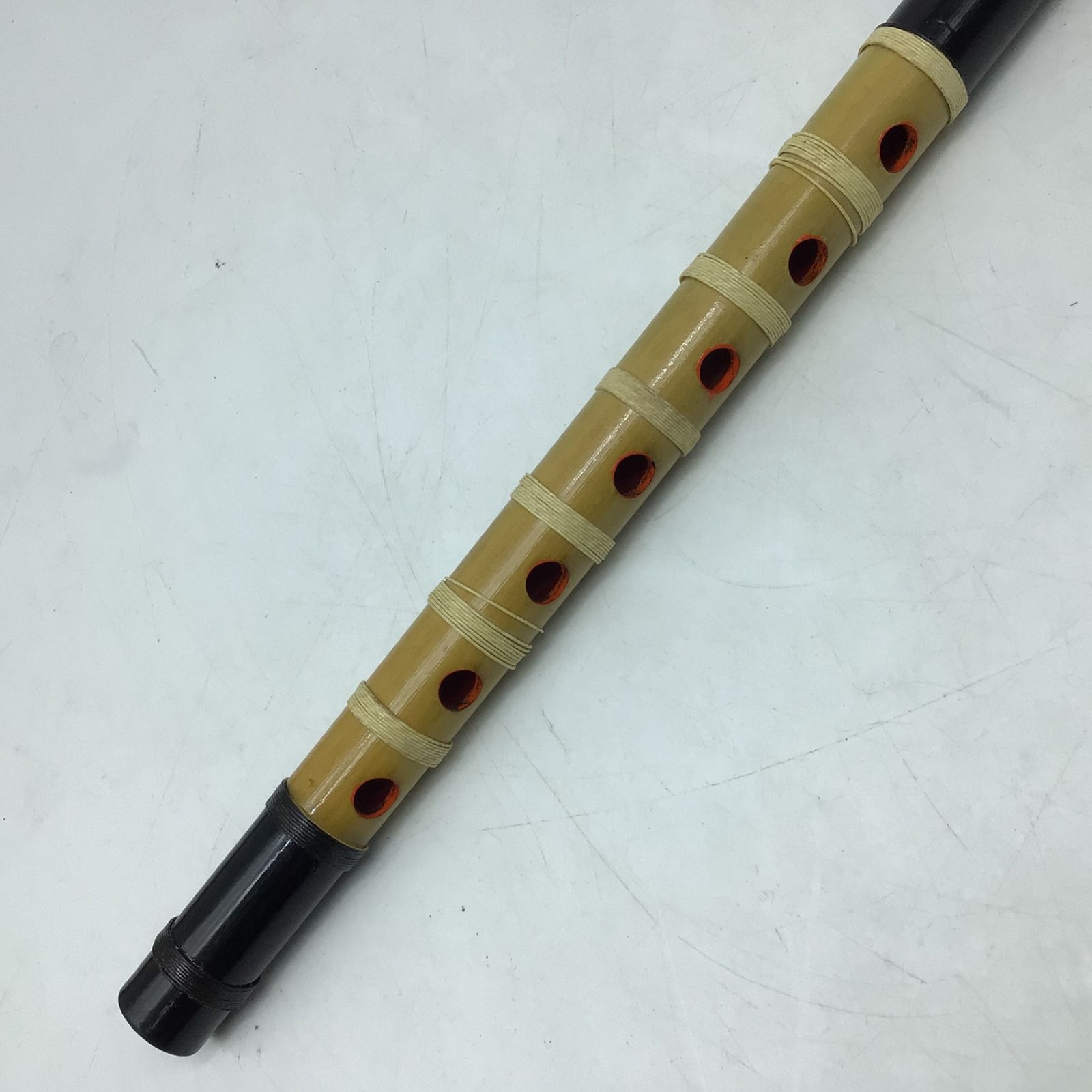 4139 【美品】篠笛 在銘なし 全長約40cm 太さ約1.8cm 7穴 和