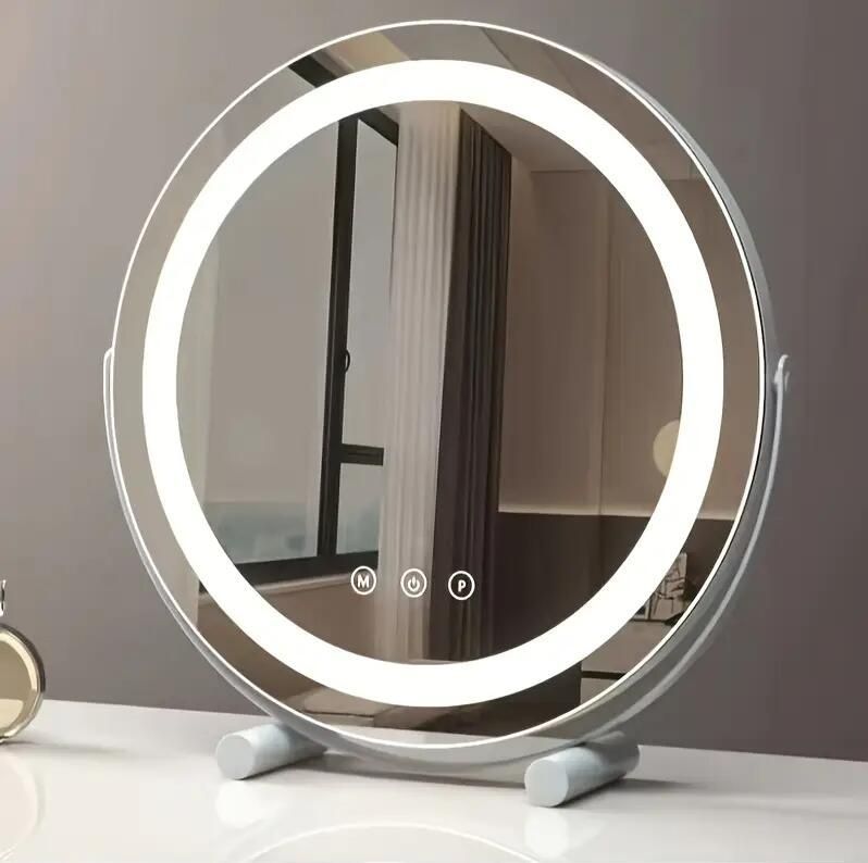 鏡、化粧鏡、デスクトップ、LEDライト付き、ドレッシングテーブルミラー、回転可能、寝室寮インターネットセレブインフィルライト