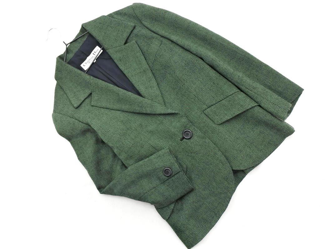 Christian Dior クリスチャンディオール ウール セットアップ ジャケット スカート スーツ size9 緑 レディース