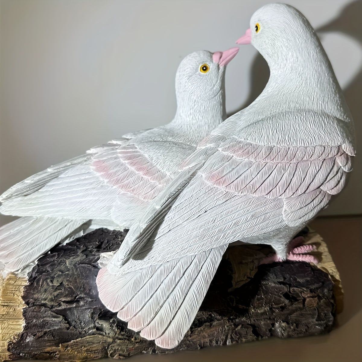 置物 オブジェ ガーデンオーナメント 2羽のハト 鳩 白 リアル