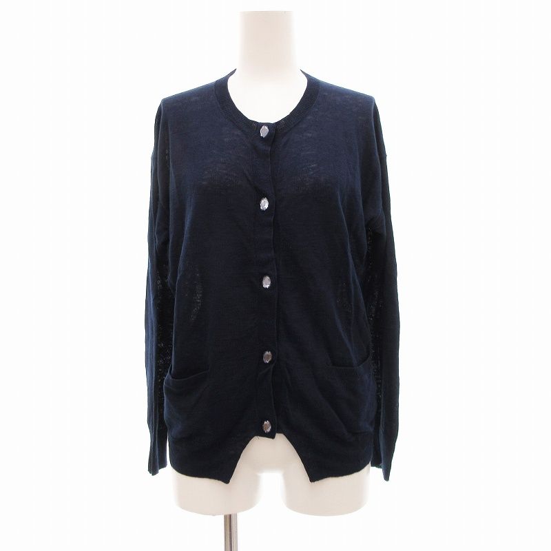 ケーティー キヨコ タカセ  K.T KIYOKO TAKASE カーディガン ニット バンドカラー ビジュー 11 紺 ネイビー /JS