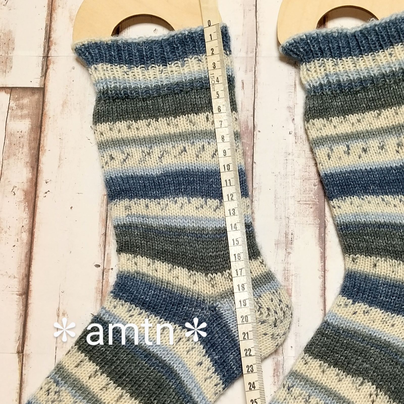 手編み靴下⑲ opal毛糸 ハンドメイド - ソックス