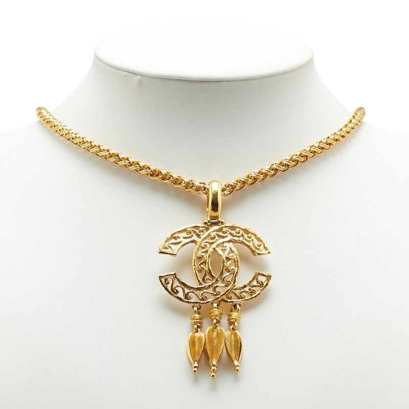 シャネル ヴィンテージ ココマーク スイング ロングネックレス メッキ  