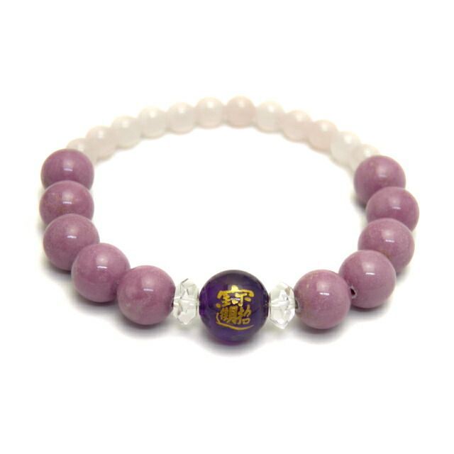 招財進寶 アメジスト（金色入り）12mm フォスフォシデライト ローズ