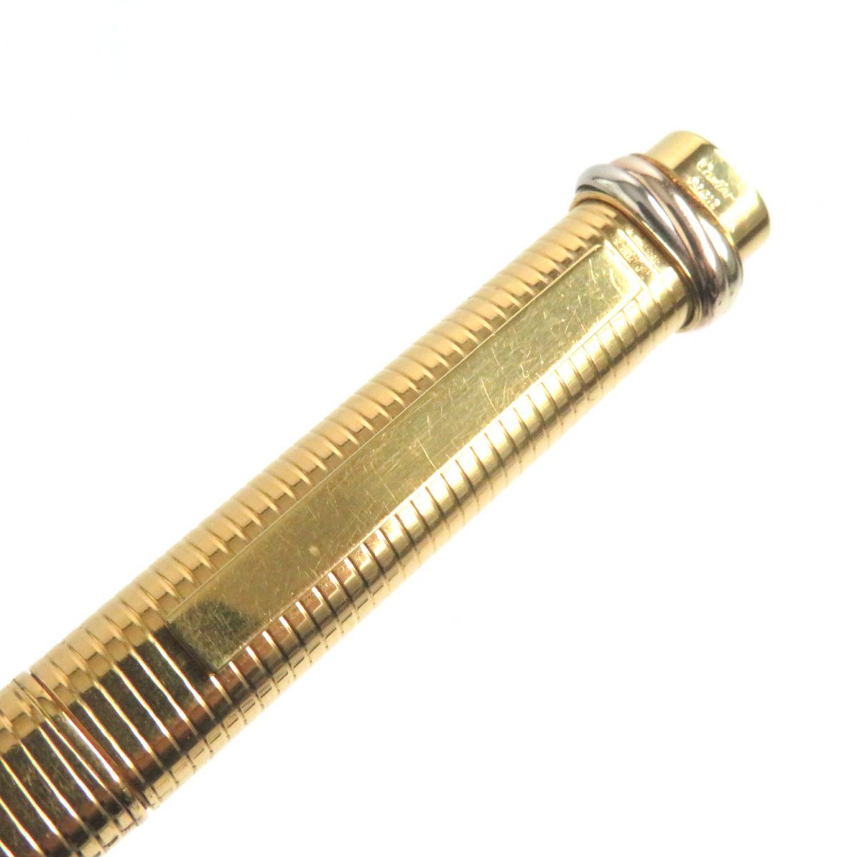 Cartier - 良品▼Cartier カルティエ トリニティ ヴィンテージ ボーダー柄 キャップ式 ボールペン ゴールド フランス製 良品▽Cartier カルティエ トリニティ ヴィンテージ ボーダー柄