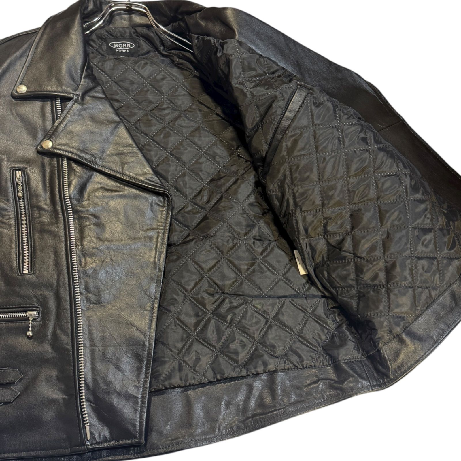 Z1499 HORN WORKS ホーンワークス UK ダブル ライダース ジャケット黒