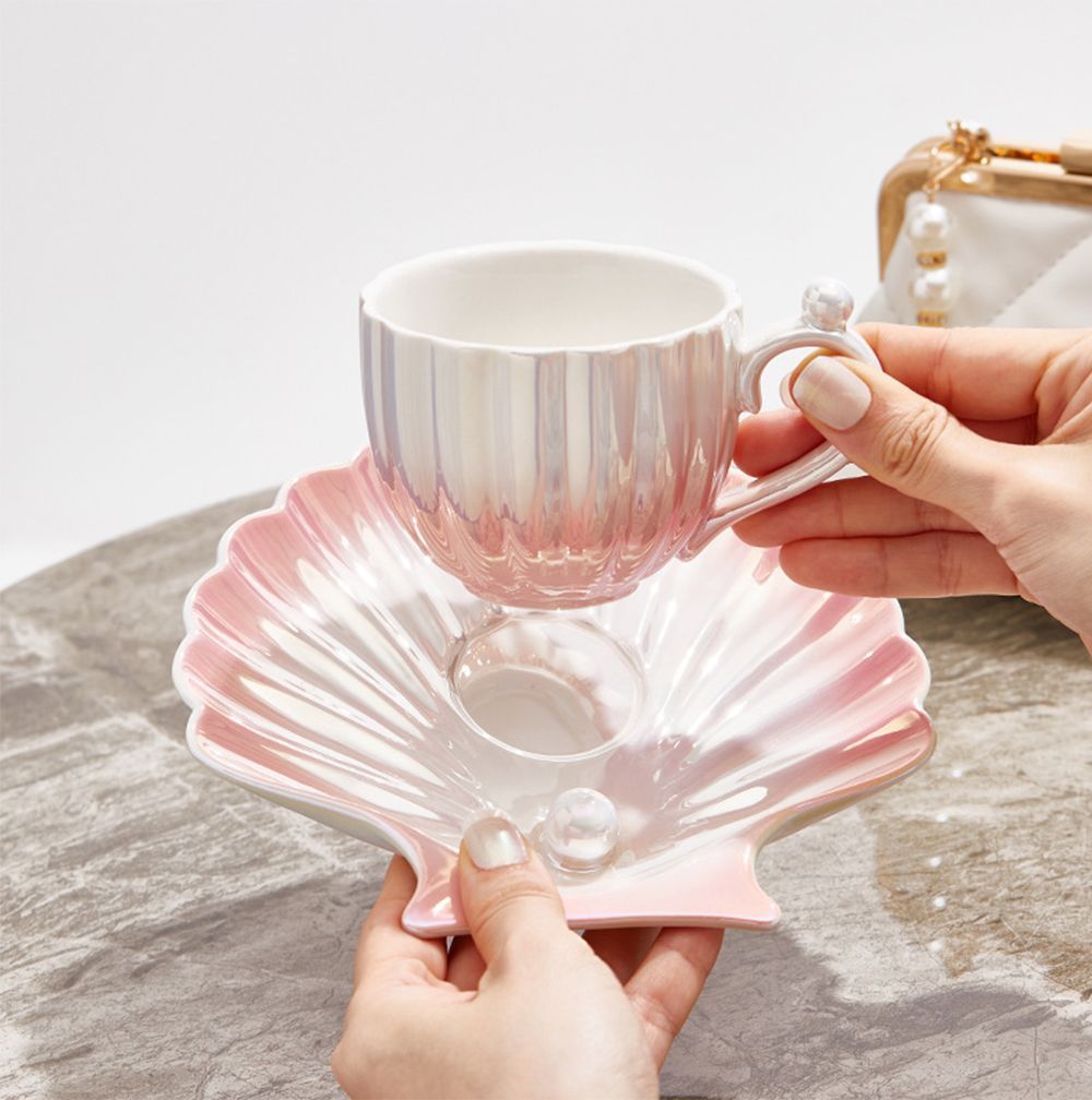 オパールシェル カップ&ソーサー おしゃれ コーヒーカップ セット