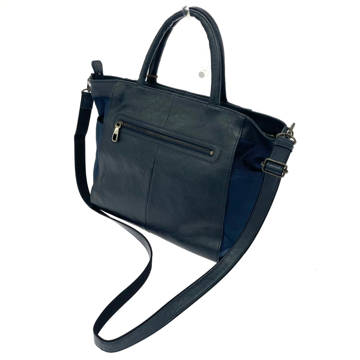 IBIZA イビサ 2WAYバッグ レザー×ナイロン ネイビー レディース  