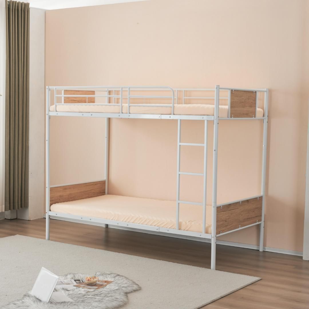 格安，限定SALE 二段ベッド シングルベッド パイプベッド シングル 木 収納 北欧風 子供部屋 スチール 耐震 ベッド SDG yew1 ロフトベッド・システムベッド
