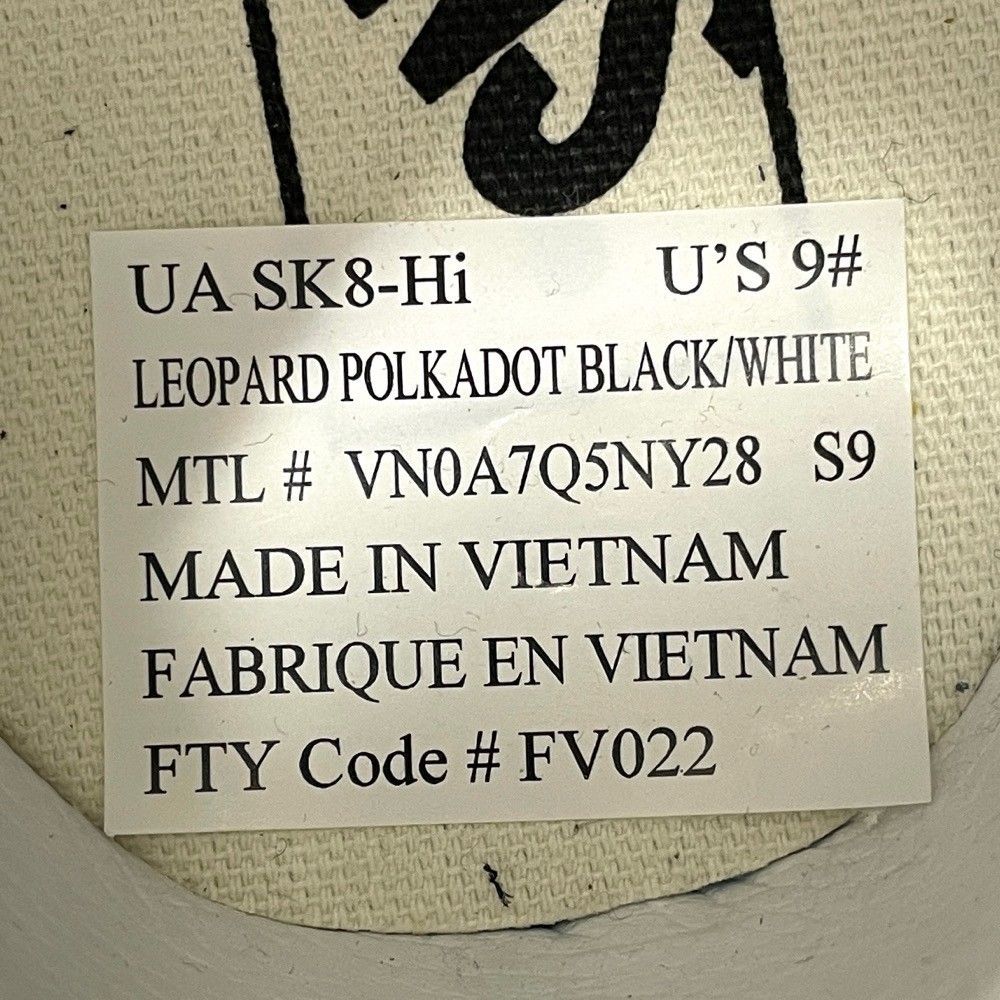 バンズ スケートハイ VANS UA SK8-Hi キャンバス×スエード スニーカー US 9 ブラック×ホワイト サンプル品