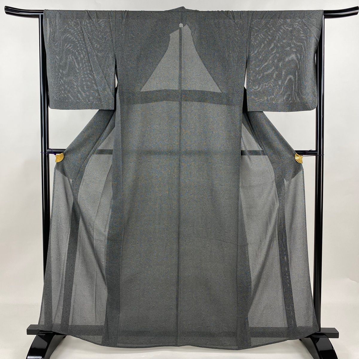 江戸小紋 身丈163cm 裄丈65cm M 薄物 落款 鮫 墨色 正絹 美品 名品 一  
