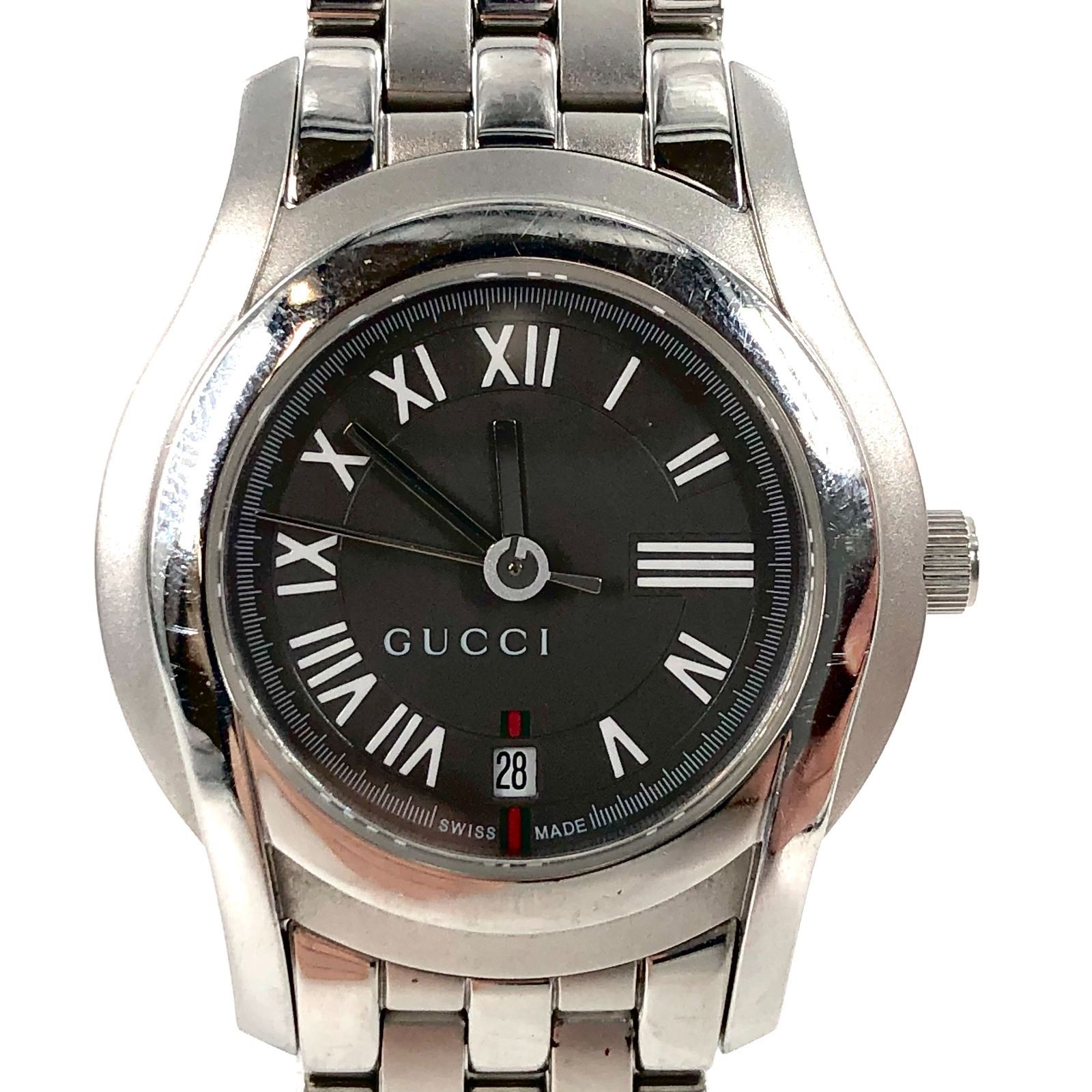GUCCI グッチ 5500L SS/QZ デイト グレー文字盤 レディース腕時計 稼働
