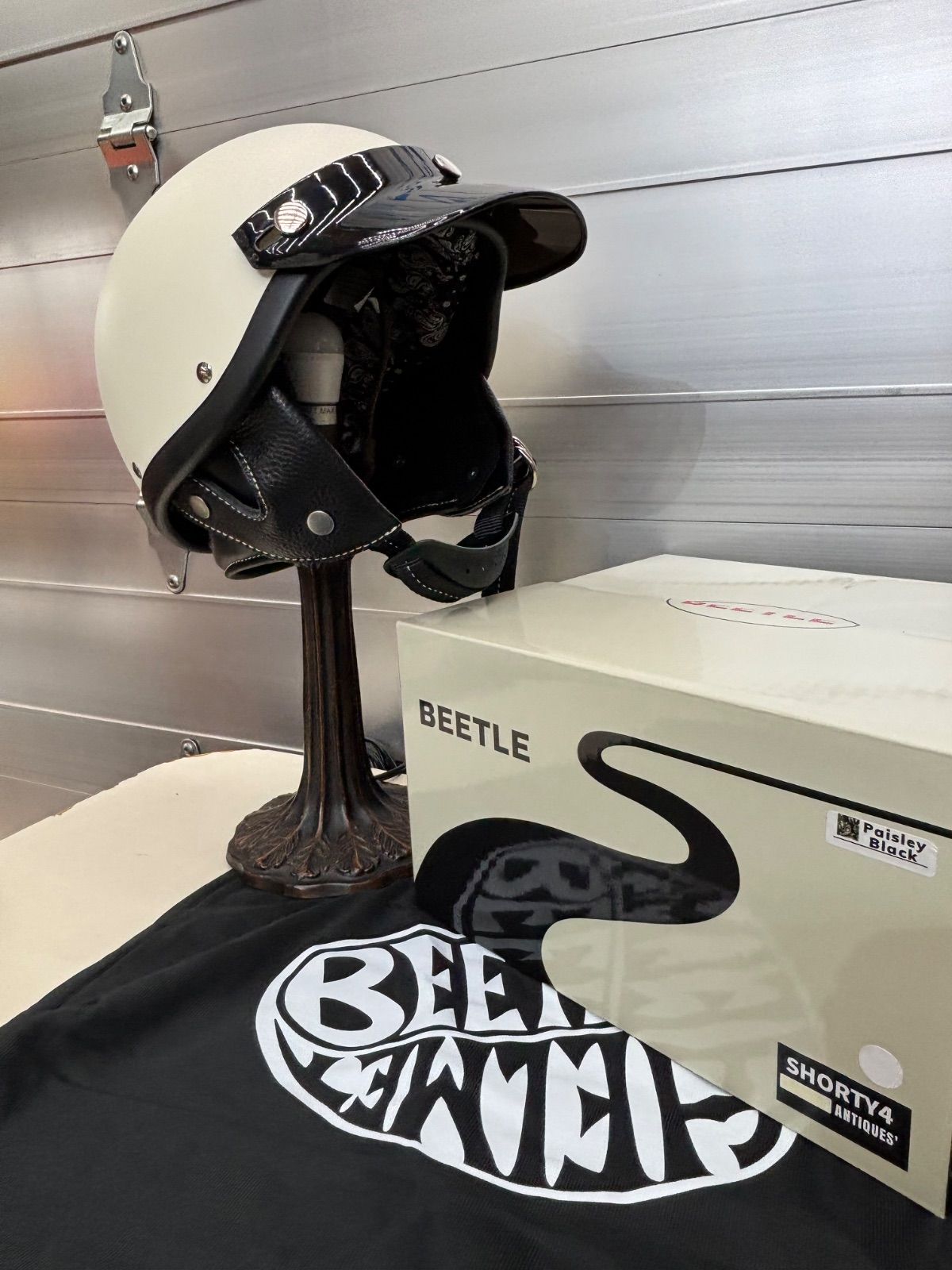 オーシャンビートル ショーティー4 インナーペイズリー黒白 Lサイズ アイボリー オーシャンビートル OCEAN BEETLE ショーティー4 別注マットアイボリー