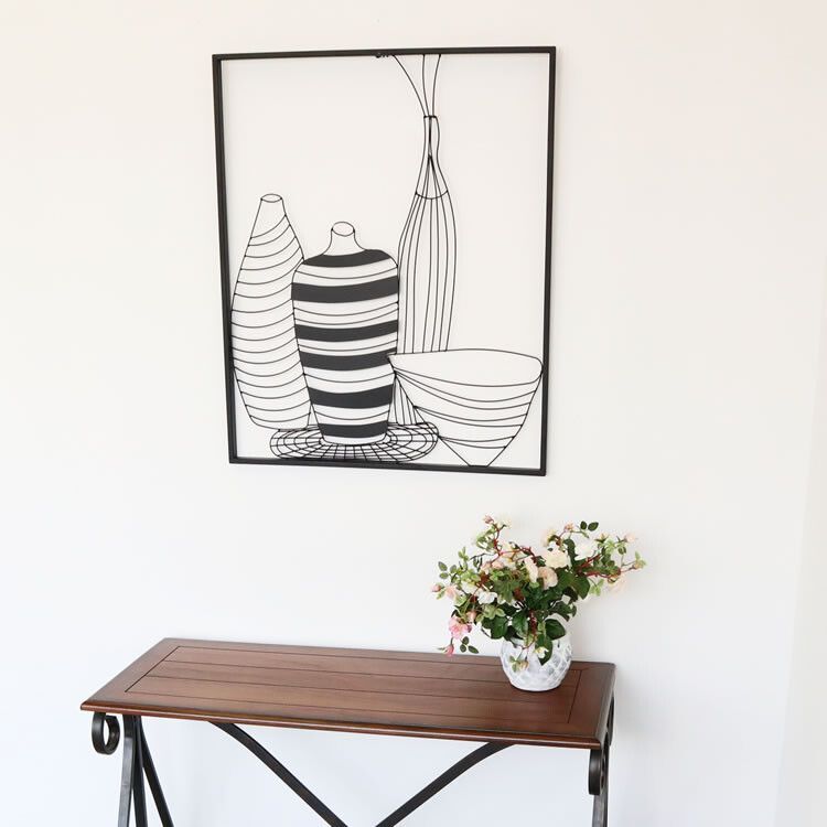 ウォール アートパネル 壁掛け 壁飾り 花瓶 アイアンウォールアート