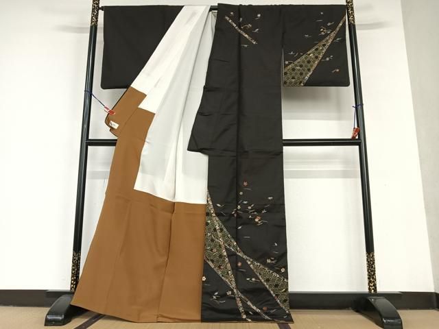 平和屋着物○本場大島紬 訪問着 総刺繍 吹き寄せ花文 やまと誂製 正絹  