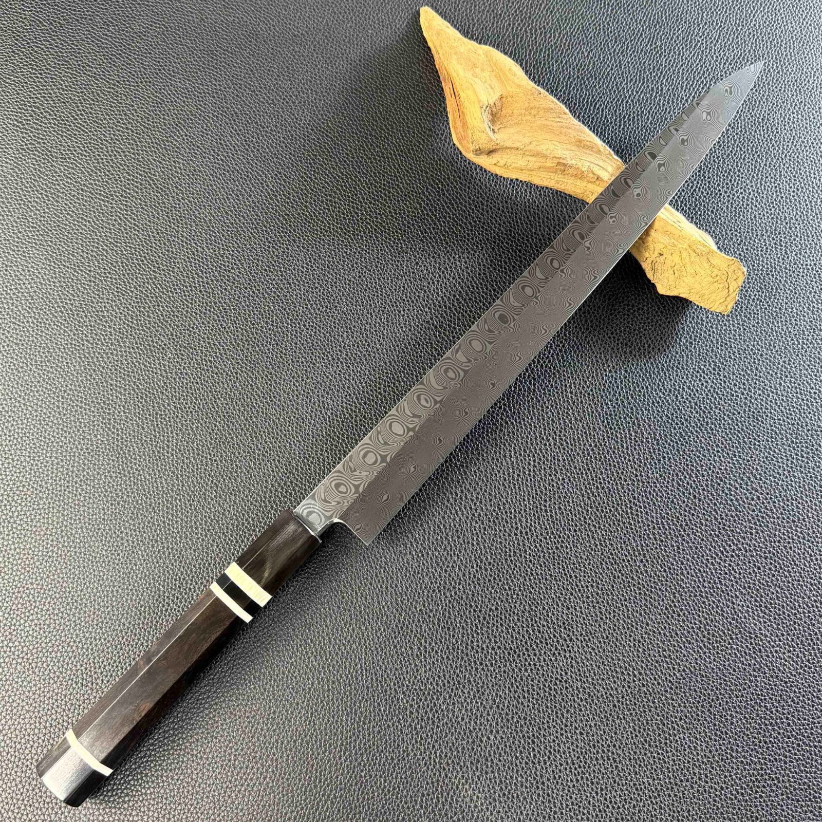 刺身包丁 柳刃包丁 ダマスカス鋼 刃渡25センチ 8寸 柳刃包丁 尺一（刃渡り330mm）ダマスカス鋼 本刃付け 和包丁 刺身包丁