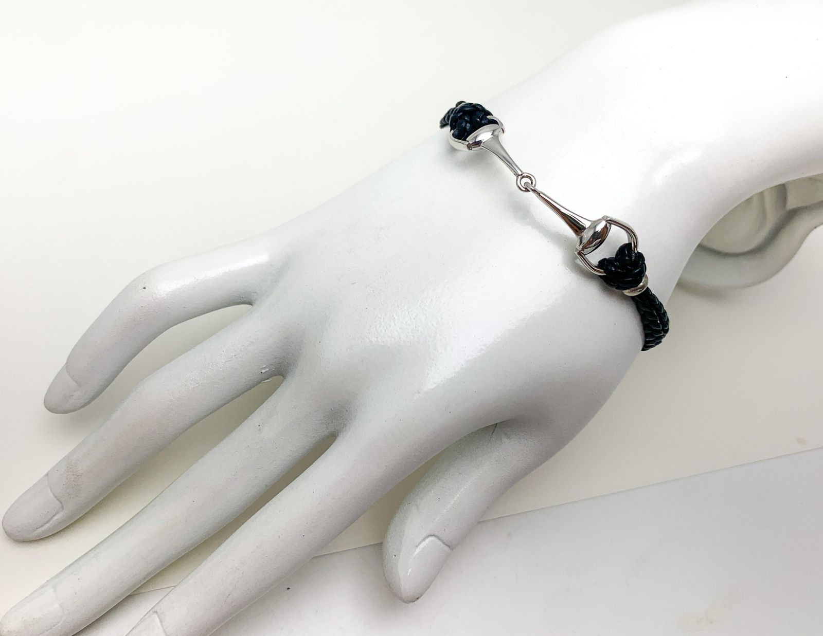 GUCCI グッチ Ag925 SILVER シルバー 黒紐 ブラック ホースビット ブレスレット ジュエリー ブランド