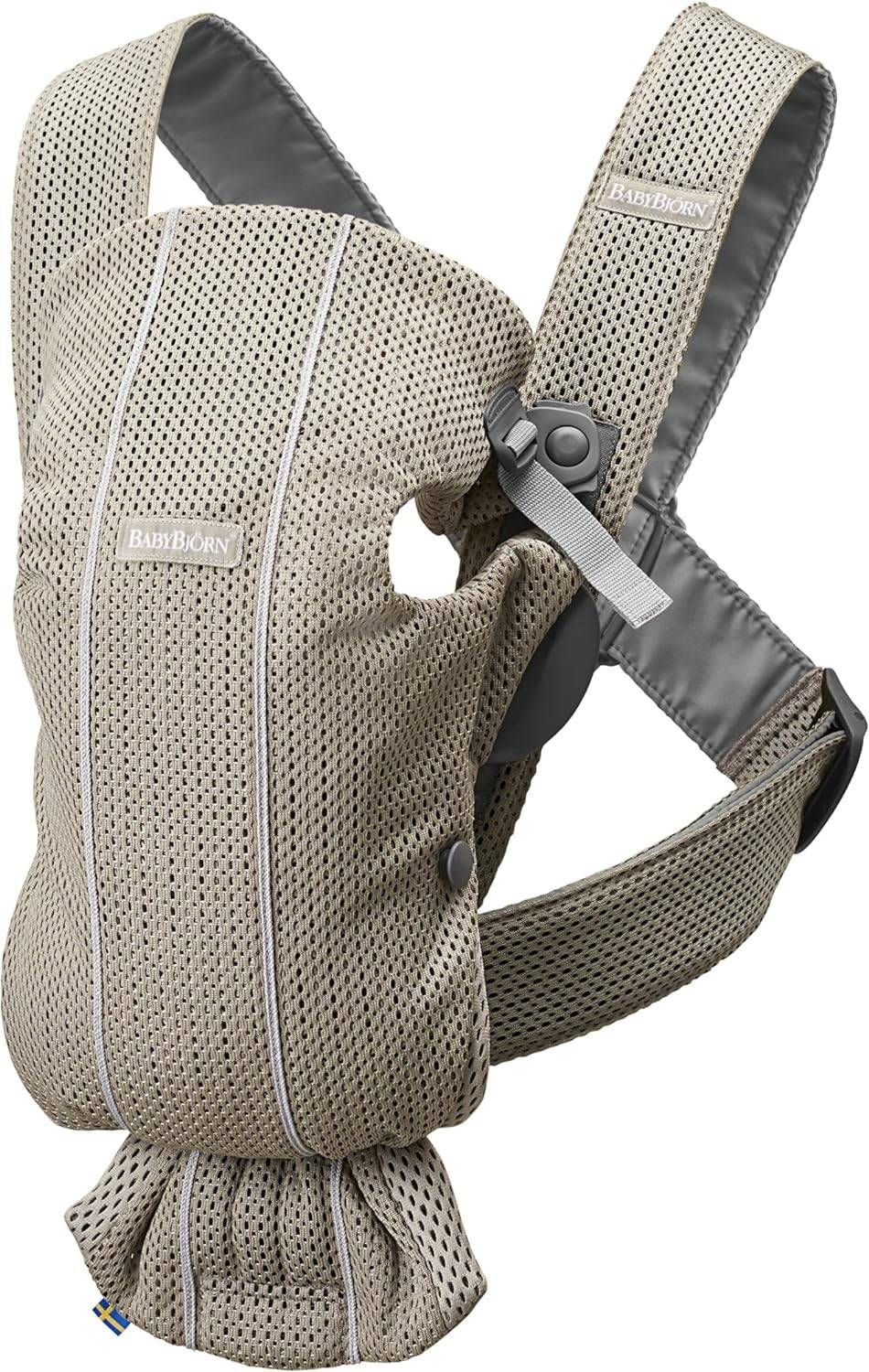 未使用ベビービョルン(Baby Bjorn) 抱っこひも ベビーキャリア MINI Air メッシュ グレーベージュ 品番021002 新生児~1歳頃 リプロス ベビー用品