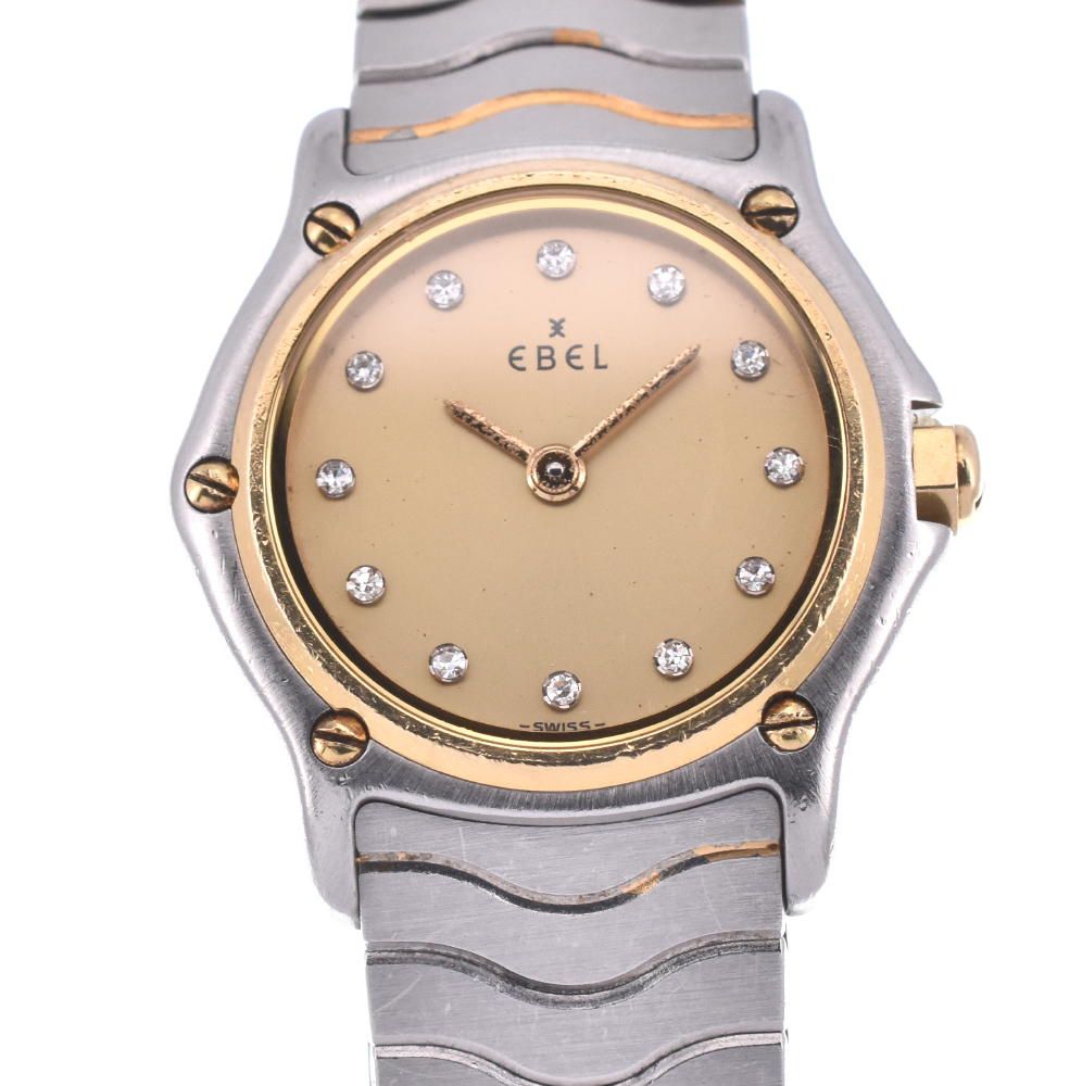 エベル EBEL 1057901 クラシックウェーブ 12Pダイヤ K18YGベゼル  