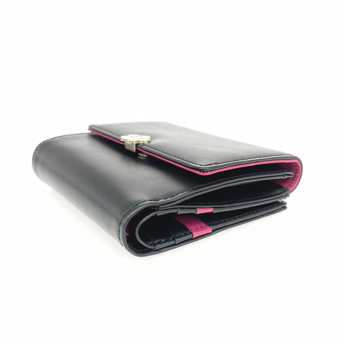 美品 MARY QUANT マリークワント 二つ折り 財布 ブラック PVC