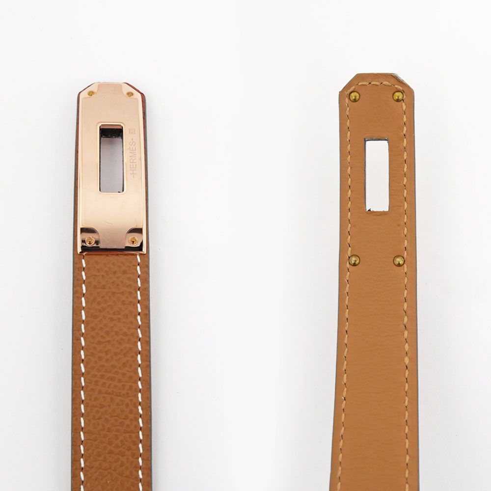 新品未使用エルメス ケリーベルト エプソン ゴールド ゴールド金具 W刻印 新品 名東】エルメス ケリーベルト18 ヴォーエプソン ゴールド