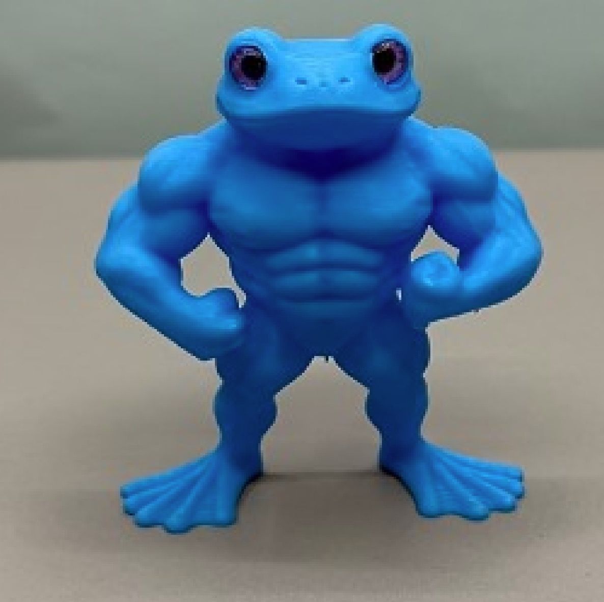 フィギュア カエル マッスル 二足歩行 おもしろい 置物 7cm ブルー 青